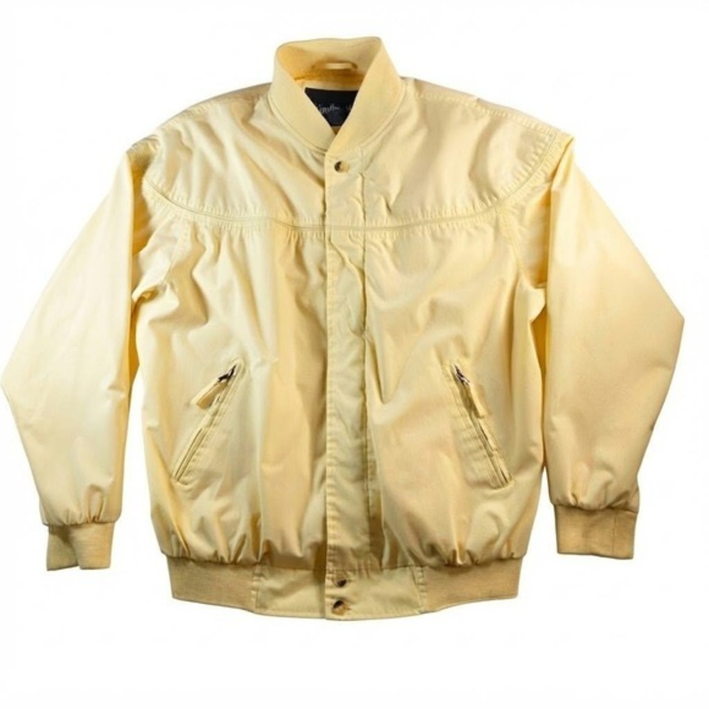 Windbreaker Harrington Jacket Mens Medium Yellow Full Zip Bomber Coat 31K